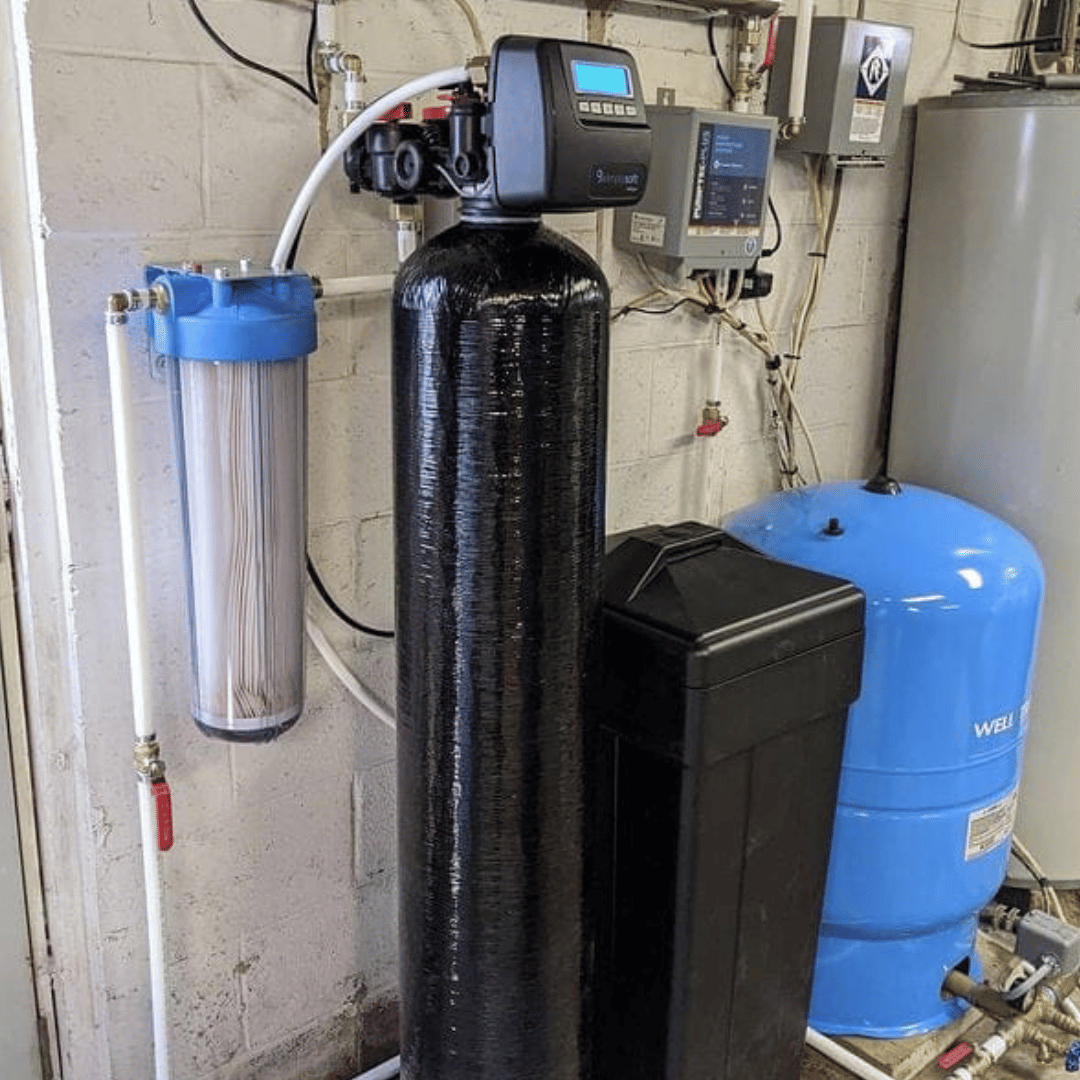 Coordinated residential water filtration softening and pressure equipment