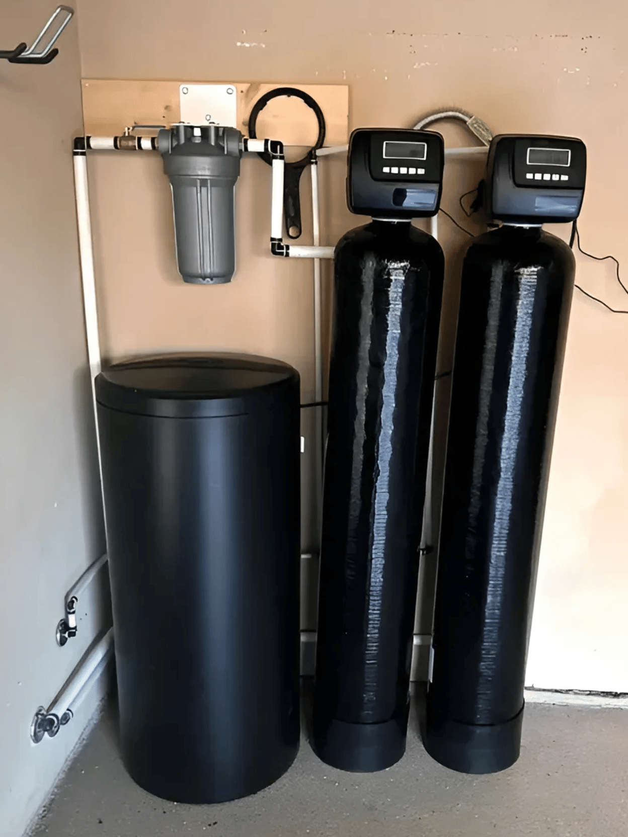 Residential pretreatment equipment with sediment filtration and dual media tanks